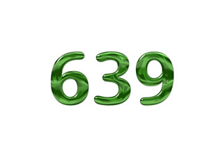Green Number 639 isolated white background