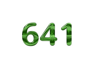Green Number 641 isolated white background