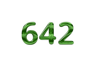 Green Number 642 isolated white background
