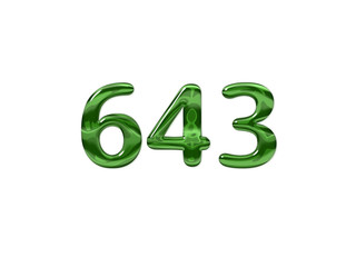 Green Number 643 isolated white background