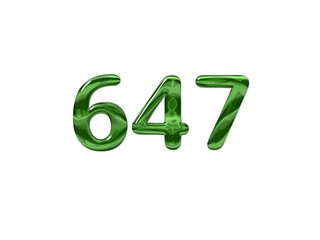 Green Number 647 isolated white background