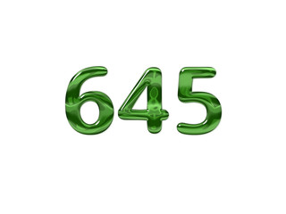 Green Number 645 isolated white background
