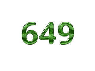 Green Number 649 isolated white background
