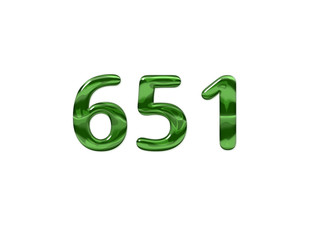 Green Number 651 isolated white background