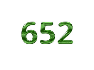 Green Number 652 isolated white background