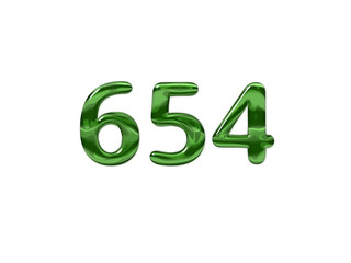 Green Number 654 isolated white background
