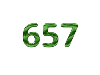 Green Number 657 isolated white background
