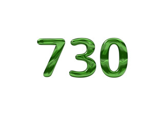 Green Number 730 isolated white background