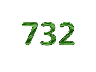 Green Number 732 isolated white background