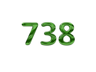 Green Number 738 isolated white background