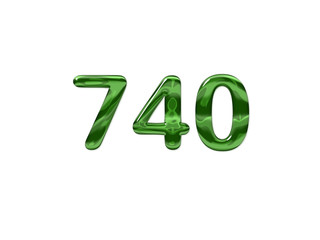Green Number 740 isolated white background
