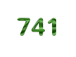 Green Number 741 isolated white background