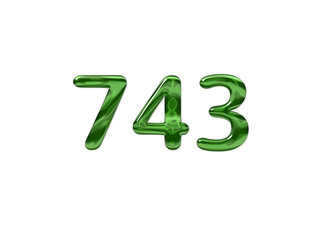 Green Number 743 isolated white background