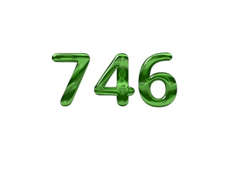 Green Number 746 isolated white background