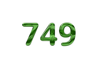 Green Number 749 isolated white background