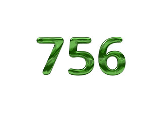 Green Number 756 isolated white background