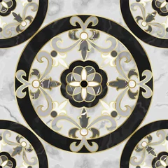 Zelfklevend Fotobehang Luxury Gray Marble Mosaic Classic Seamless Pattern © kronalux