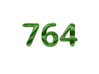 Green Number 764 isolated white background