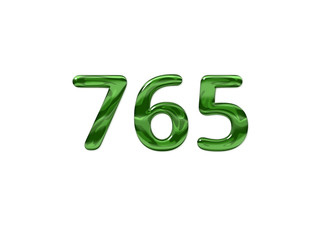 Green Number 765 isolated white background