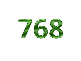 Green Number 768 isolated white background