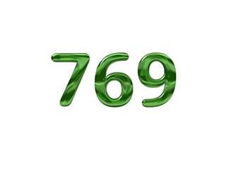 Green Number 769 isolated white background