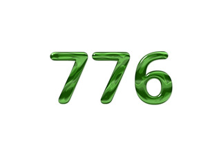 Green Number 776 isolated white background