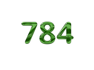 Green Number 784 isolated white background