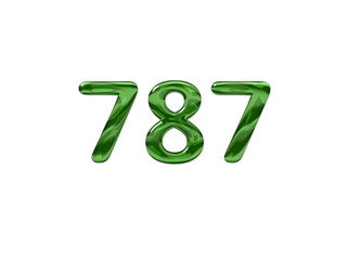 Green Number 787 isolated white background