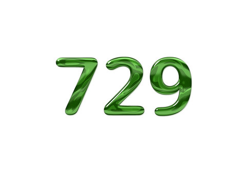 Green Number 729 isolated white background