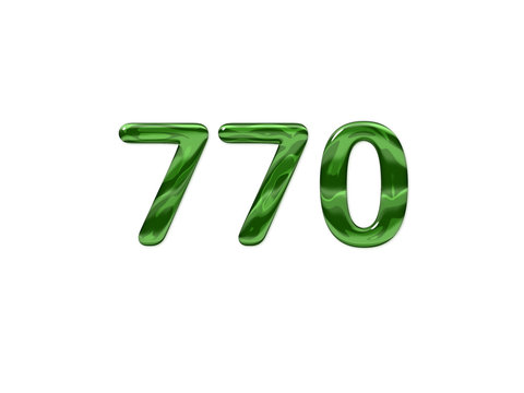 Green Number 770 isolated white background