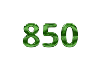 Green Number 850 isolated white background