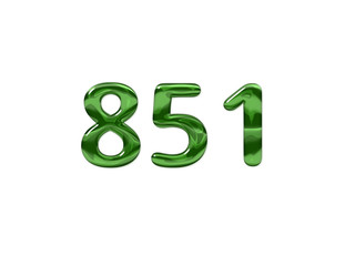 Green Number 851 isolated white background