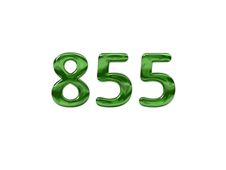 Green Number 855 isolated white background