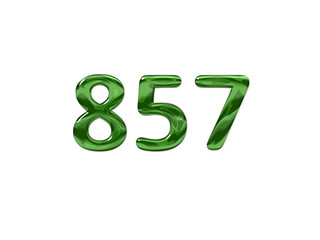 Green Number 857 isolated white background