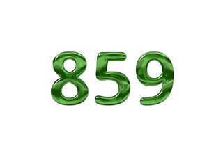 Green Number 859 isolated white background