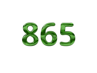 Green Number 865 isolated white background