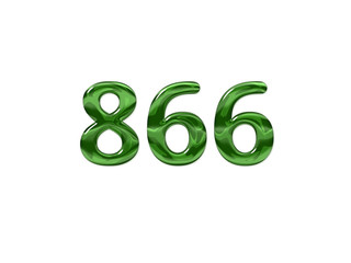 Green Number 866 isolated white background
