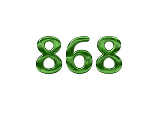 Green Number 868 isolated white background