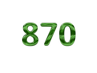Green Number 870 isolated white background