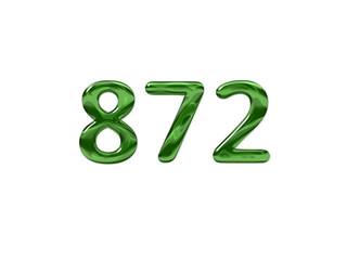 Green Number 872 isolated white background