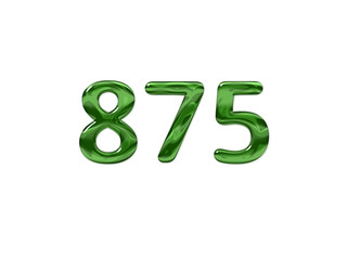 Green Number 875 isolated white background