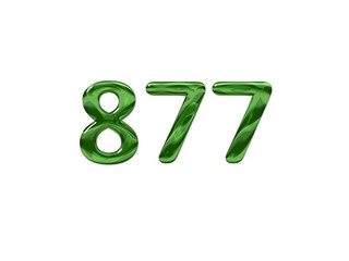 Green Number 877 isolated white background