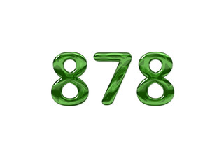 Green Number 878 isolated white background