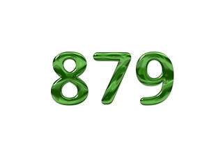 Green Number 879 isolated white background
