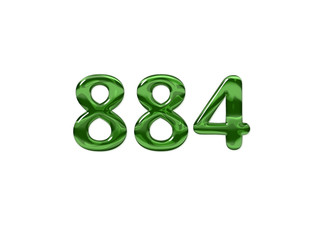 Green Number 884 isolated white background