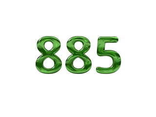 Green Number 885 isolated white background