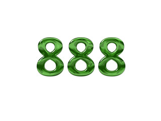 Green Number 888 isolated white background
