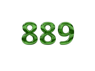 Green Number 889 isolated white background