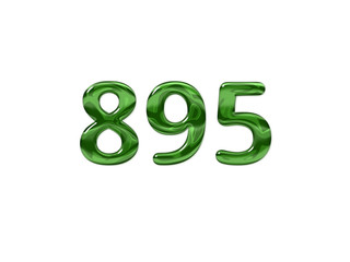 Green Number 895 isolated white background
