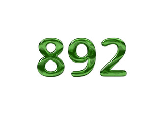 Green Number 892 isolated white background